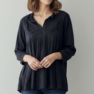 Matta NY Babydoll Silk Tunic Elegant Black Women's Top